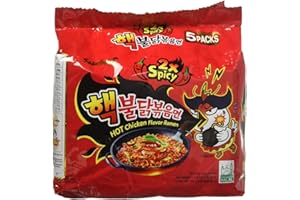 FIMILLA MARKET Samyang Nouille piquante Ramen Extra Spicy (2x), Roasted Chicken Ramen Nuclear Edition (Pack de 5)