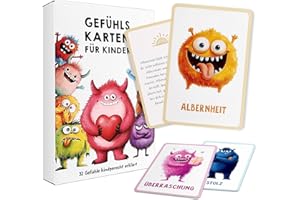 Cofvetia 32 Gefühlskarten für Kinder, Emotionsmonster mit Erklärungstexten, Umgang mit Gefühlen Lernen mit Gefühlskarten für Kinder-(Pädagogisch Wertvoll), Sozial-emotionale Entwicklung Fördern