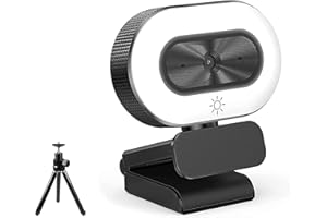 WHJC 1080P Webcam mit Mikrofon, Full HD Facecam Live-Streaming Webcams mit Ringlicht, Stativ, 360° Schwenkradius, USB Kamera für PC, Videochat-Aufnahme, Mac, Laptop, Zoom, Skype