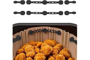 AOOTE Hebilla de Silicona Magnética para Freidora de Aaire,2 juegos Imanes Para Papel Freidora Aire,Herramientas de Cocina para Sujetar Papel Pergamino de Freidora de Aire,Prevent Paper To Burn,Negro