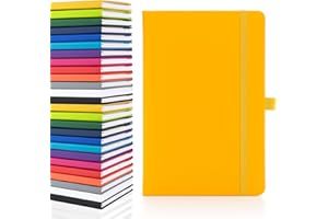 Notes London Eco A5 Carnet avec pages unies sans lignées, passant pour stylo, ruban, pochette en papier, journal à couverture rigide moyenne, papier issu de sources durables (Jaune)