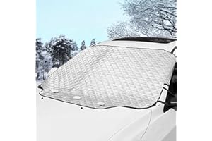 ELVYNIA Magnetic Car Windshield Covers for Winter - Large Windscreen Covers Frost with Elastic Straps | Car Cover for Ice with Storage Bag | Wind Screen Protector for Car | Snow Cover (141 X 116 CM)