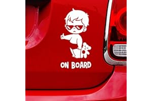 N.I.Edit.H - OK Autoadhesivo decorativo/Baby on Board/Gafas pixeladas, peluche/Vinilo negro/Pegatina pared, cristal, madera, metal / 6.9 x 14 cm/Calcomanía Warning / 4x4 / Coches (Blanco)