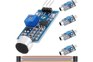 Mikrofonljudsensormodul, ljuddetekteringsmodul med hög känslighet, sensormodul 3,3-5 V tonmikrofon, sensordetekteringsmodul för Arduino AVR PIC (5 st)