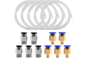 Twotrees 5 szt. (1 m) tubki z białego teflonu z 5 złączami pneumatycznych PC4-M6 i 5 złączami PC4-M10 do drukarek 3D 1,75 mm