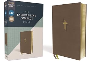 NIV, Larger Print Compact Bible, Leathersoft, Brown, Red Letter, Comfort Print
