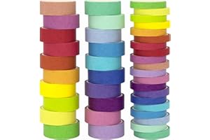 Forwaarss Washi Tape, set di 40 rotoli di nastro decorativo color arcobaleno per scrapbooking, bullet journaling, agende, fai da te, confezioni regalo, decorazioni per le vacanze