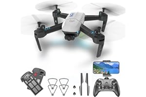 Wipkviey Drone con Telecamera HD 1080P - T6 Droni Professionale per Adulti, Video WiFi Live Quadcopter RC, 2 Batterie 30 Min, Giocattolo per Ragazze e Ragazzi, Modalità Headless, Drones Pieghevole
