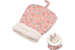 Enjoyaa Cama para perros y gatos, saco de dormir de invierno, lavable, autocalentable, para dormir, suave cama de felpa para mascotas, hasta 2,5-7,5 kg (rosa)