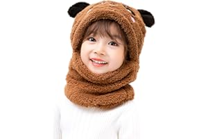 Balakaka Chapeau d'hiver pour Enfants, Mode Écharpe à Capuche pour Enfant en Earflaps Polaire Chaud, Doux Chaud Ensemble D'écharpe de Chapeau d'hiver, Cadeau De Noël, Panda Kaki