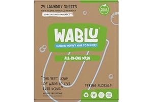 WABLU Spring Florals Laundry Detergent Sheets with natural enzymes (BIO) | Biodegradable All-in-one Washing Sheets | For all washing types | 24 Washes (or 48 small loads)