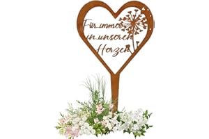 FULHANY Grabschmuck - Friedhof Deko - Grabschmuck Wetterfest - Grabschmuck Herz - Wetterfeste Grabsteindekoration Mit Epitaph Tombstone Dekoration FüR Memorial (LöWenzahnmuster)