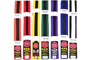 MAR INTERNATIONAL MAR | Martial Arts Belt, Black Striped Ranking Belts - 100% Cotton | Professional Equipment for All | Striped Grading Belts, Ideal for Karate, Judo, Taekwondo, Jiu jitsu (220cm - 320cm)