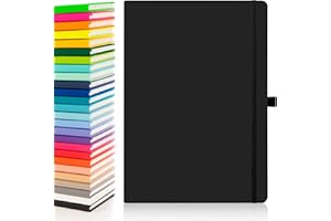 Notes London Eco A4 Notebook with Lined Pages, Pen Loop, Ribbon, Date Marks and Paper Pocket, Pocket Hardback Journal, Note, sustainably sourced paper (Black)