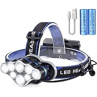 OUTAD Stirnlampe 8 LED Wiederaufladbare Kopflampe USB Stirnleuchte Superheller 8 Modi 18000 Lumen mit Rotem Warnlicht…