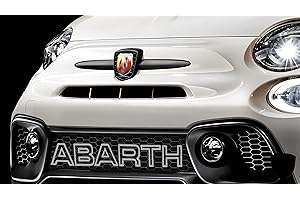 RICREO Original Abarth Schriftzug für Vordere Gitter - Buchstaben für FIAT 500 & Punto Evo Kühlergrill Dekoration im Originalstil Logo für Vorderen Grill - Grau