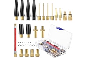 MIIEPLS 33 Pezzi Adattatore Valvola Bici Pompa Bicicletta con Tubo di Gonfiaggio, Kit SV DV AV con Scatola di Immagazzinaggio, per Pneumatici Palloncini e Cuscini d'Aria