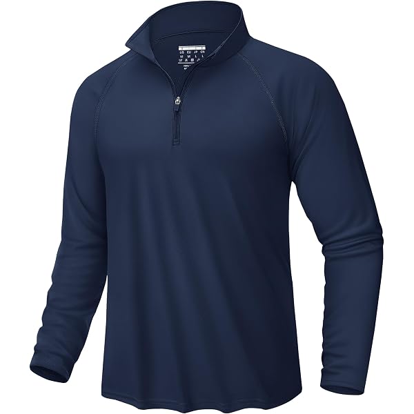 QIXING UV-Schutz Shirt Herren UPF 50+ Langarm - Atmungsaktiv, Schnelltrocknend Mit 1/4 Reißverschluss (Grau, L)