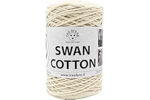 FILATI ITALIANI Swan Cotton 250g (250m) per Borse a Uncinetto (panna - 2506)