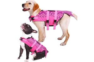 Kuoser Hundeschwimmweste, Ripstop-Lebensretter mit überlegenem Auftrieb und Rettungsgriff für kleine/mittel/große Welpen, hohe Sichtbarkeit, Schwimmweste für Strand, Pool, Bootfahren