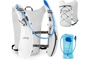 GRIO Gilet de course pour homme et femme, sangles de poitrine réglables, gilet d'hydratation avec poche d'eau de 1,5 L, léger, respirant, réfléchissant, pour marathon, sentier, randonnée, cyclisme