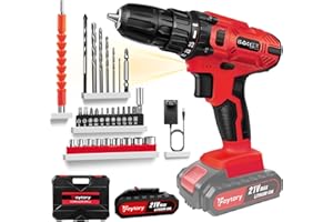 HSHA Perceuse Visseuse Sans Fil 21V, Visseuse Devisseuse Sans Fil avec Batterie, 45Nm Perceuse Électrique, 25+1 Réglages de Couple, 2 Vitesses, LED, 29 Accessoires et Valise, pour la Bricolage