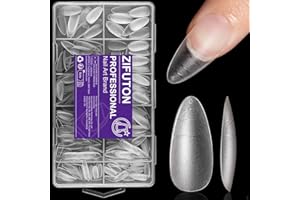 ZIFUTON 420Pcs Unghie Finte con Linee Ausiliarie, 10 Taglie Tip a Mandorla Unghie Finte Con Custodia - Ideale Per Donne, Saloni E estetista, Saloni di Manicure Professionale, Nail Art