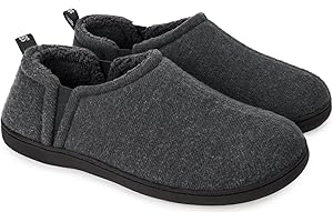 Snug Leaves Chaussons Hommes Laine fuzzy feutre mémoire Chaudes pantoufles antidérapantes Faux Sherpa Pantoufles avec double side gores élastiques