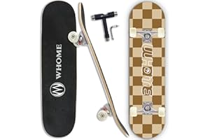 WHOME Pro Skateboard Completo para Niño Niña/Adulto Principiante/Pro - 31 x 8 Pulgada Patineta Estándar 8 Capas Alpine Maple Deck ABEC-9 Incluyen T-Tool