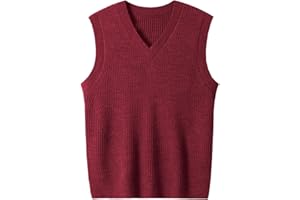 ZHILI Maglia a Maglia Senza Maniche del Collo a V degli Uomini Tinta Unita