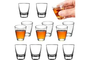 OUTALIZ 12 PCS Bicchierini da Liquore, Bicchiere da Vino a Forma di Uovo, Tumbler in Vetro Temperato, con Base Spessa, Lavabile in Lavastoviglie, Bicchieri da Shot Trasparenti, per Feste, Club, Bar, Bevande