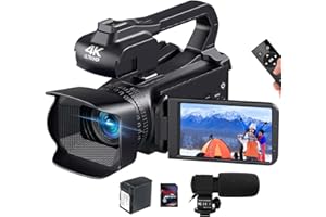 PITIKI Videokamera 4K Camcorder 64MP 60FPS WIFI Autofokus YouTube Kamera Videocameras, 3'' Touchscren 18X Digitalzoom Webcam Vlogging Camera mit Mikrofon, Batterie, Handstabilisator und 2.4G Fernbedienung