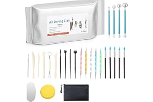 BLOMISE Air Dry Clay for Adults, 27 Pcs Ceramics Sculpting Tools Kit with 2.2LBs Pottery Clay,air Drying Clay Set for DIY Crafts Art, Shaping,Shaping (White & Tools)
