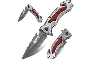 Japaknives Klappmesser Taschenmesser Einhandmesser Survival Rettungsmesser mit Glasbrecher Gürtelschneider Flaschenöffner Taschenclip Jagdmesser Outdoor EDC Messer für Camping Abenteuer