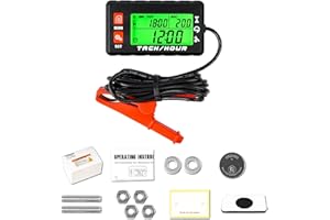 Yooreal Digital Hours Meter Tachometer,with Clips Backlight,Waterproof for Lawn Mower Log Splitter Generator Compressor Motorcycle Marine Jet Ski Snowblower