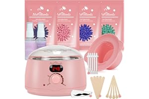 MAROMAMIX Waxing Kit -Digital Warmer Machine for Hair Removal with 4 Packs of Hard Beads & Silicone Wax Pot for Full Body, Legs, Face, Eyebrows, Bikini, Brazilian at Home Waxing Kit for Women Men