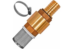 Rückschlagventil aus Messing 1" Rohr Zoll Innengewinde IG mit Filterkorp + Schlauchtülle Außen Durchmesser 25 mm + Schlauchschelle Fußventil Wasser Garten Schlauch