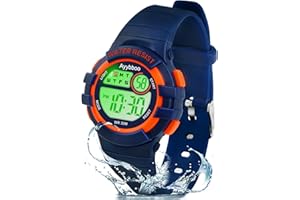 Ayybboo Montre Enfant Numérique Garçon Fille,Montres Digitale Sport avec LED 7 Couleurs Lumineuse,Étanche 30M,Alarme,Chronomètre,Date,Cadeaux pour Enfants