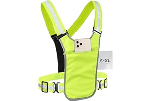 Prowiste Fahrrad Reflektierende Sicherheitsweste Herren & Damen – 360° Sichtbarkeit mit Fronttasche – Verstellbare Gurte – auch zum Laufen & im Freien