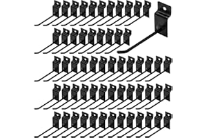 Yauhar 60Pcs 4 Inches Slatwall Hooks Assortment Set, Heavy Duty Metal Panel Display Slat Wall Hooks, Pegboard Gridwall Display Hangers for Garage Shop Retail Exhibition Organization (Black)