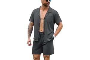 Irdcomps Pyjama Homme Coton Court Ete Ensemble de Pyjamas été Vêtements De Nuit Vêtements de détente à Manches Short Pyjama Col Rond Loungewear 2 Pièces Confortable Doux