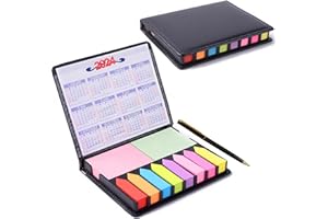 AIXIMA Marque Page,Marque Page Adhesif,Boîte mémo PU ensemble,avec stylo à bille en métal,1000 notes autocollantes,10 styles de bandes de texte pour notes autocollantes pour signets