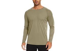 TACVASEN T Shirt Anti UV Homme Manche Longue Haut de Sport à Séchage Rapide Tops d'extérieur en Col Rond