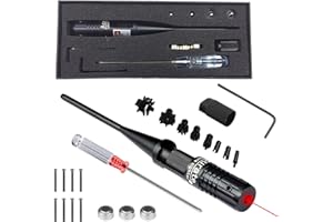 SUNOYA Bore Sighter, Kit Professionnel De Visée D'alésage, Compatible Calibres .22 À .50 Viseur À Alésage Rouge, Alliage D'aluminium Brossé Noir, Kit De Réglage De La Visée Pour L'Étalonnage Horizontal