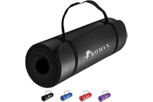 ROMIX Yoga Mat Thick 10 MM Foam Exercise Mat, 180x60x1cm Non Slip Gym Mats With Carry Bag and Strap, Yoga Mats for Women Men Pilates Mat Gymnastics Meditation Home Outdoor