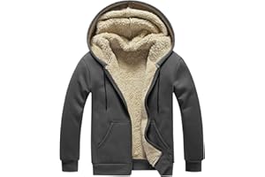 Rrongwn Sweatshirt Herren Gefüttert Hoodie Reißverschluss Sweatjacke Warm Fleece Winterjacke Teddyfutter Fleecejacke Mit Kapuze Full Zip Up Outdoorjacke Slim Fit Kapuzenpullover