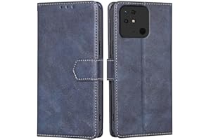 RankOne Funda Compatible con Redmi 10C / Poco C40 6.71", Funda de Piel Tipo Folio Flip Protectora con Ranura para Tarjeta Carcasa - Azul