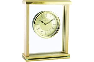 London Clock 03123 Gold Flat Top Mantel Mantel Battery Clock