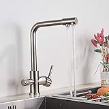 Rozin Kitchen Tap 3 Way Drinking Water Tap 2 Lever Tap for Water Filter Tap 3 in 1 Mixer Tap Sink Filter System 360 Degree Ro