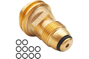 AYWFEY 1 adaptador de tanque de propano, con 10 juntas tóricas de tanque de propano, convierte la válvula de servicio de tanque POL LP a manguera o regulador QCC1/tipo 1 sólido antiguo a nuevo, latón